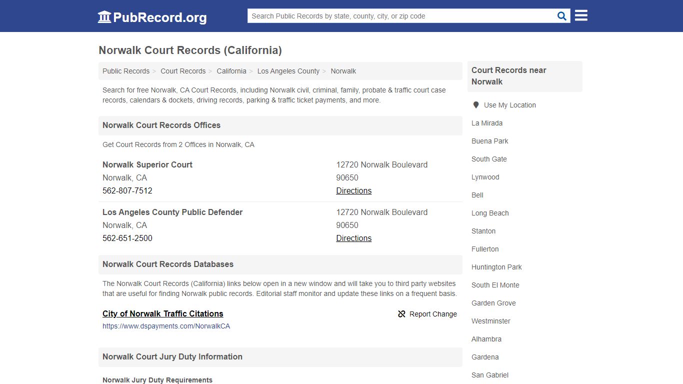 Free Norwalk Court Records (California Court Records) - PubRecord.org